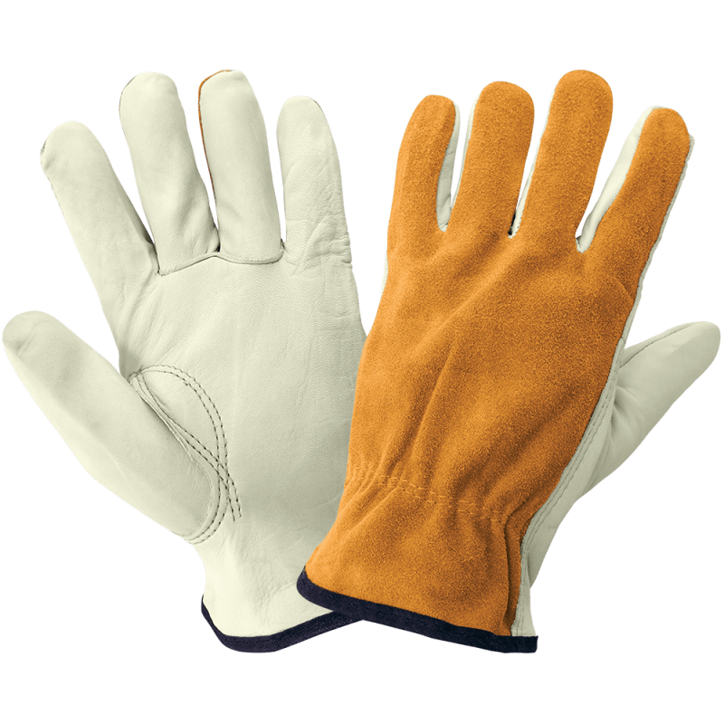 Premium-Grade Grain Cowhide Leather Palm Split Back Drivers Gloves - 3200BS