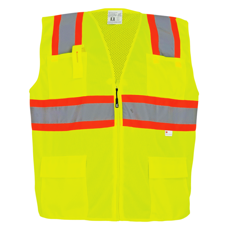 FrogWear® HV High-Visibility Yellow/Green Solid and Mesh Polyester Surveyors Vest - GLO-003