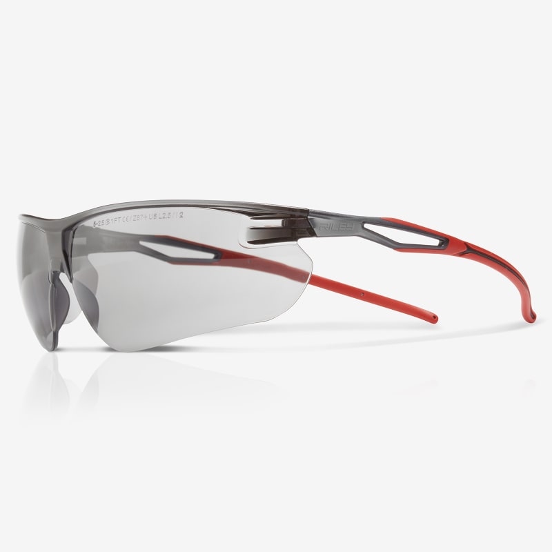 Ligera™ Gray Anti-Fog Lens, Gray and Red Frame Safety Glasses - RLY00491