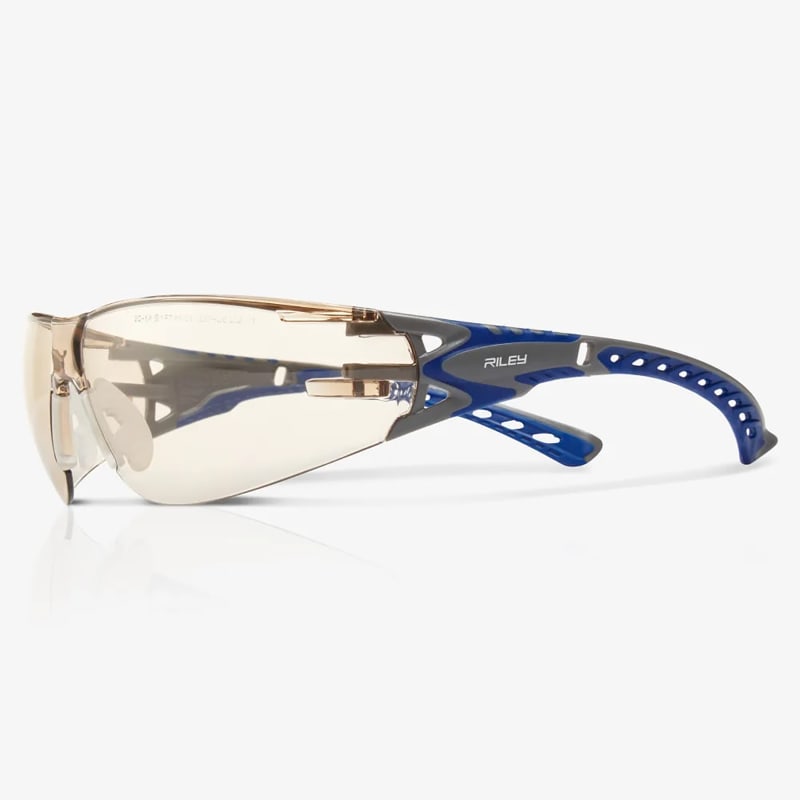 Stream Evo™ Eco LED Anti-Fog Lens, Gray and Blue Frame Safety Glasses - RLY00390
