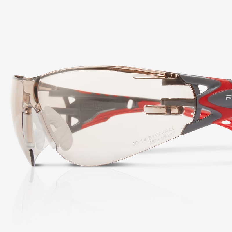 Stream Evo™ Small LED Anti-Fog Lens, Gray and Red Frame Safety Glasses - RLY00372