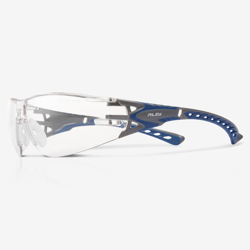 Stream Evo™ Eco Clear Anti-Fog Lens, Gray and Blue Frame Safety Glasses - RLY00370