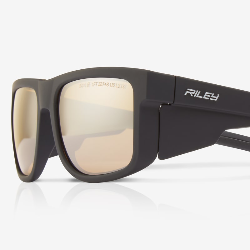 Navigator™ Antique Mirror Anti-Fog Lens, Matte Black Frame Safety Glasses - RLY00525