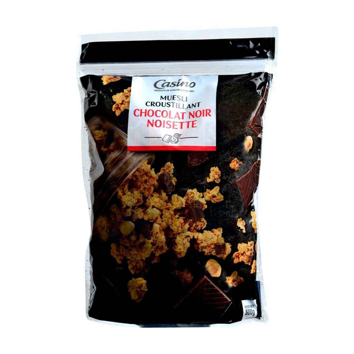 Céréales Muesli croustillant chocolat noir noisette Casino - 500g