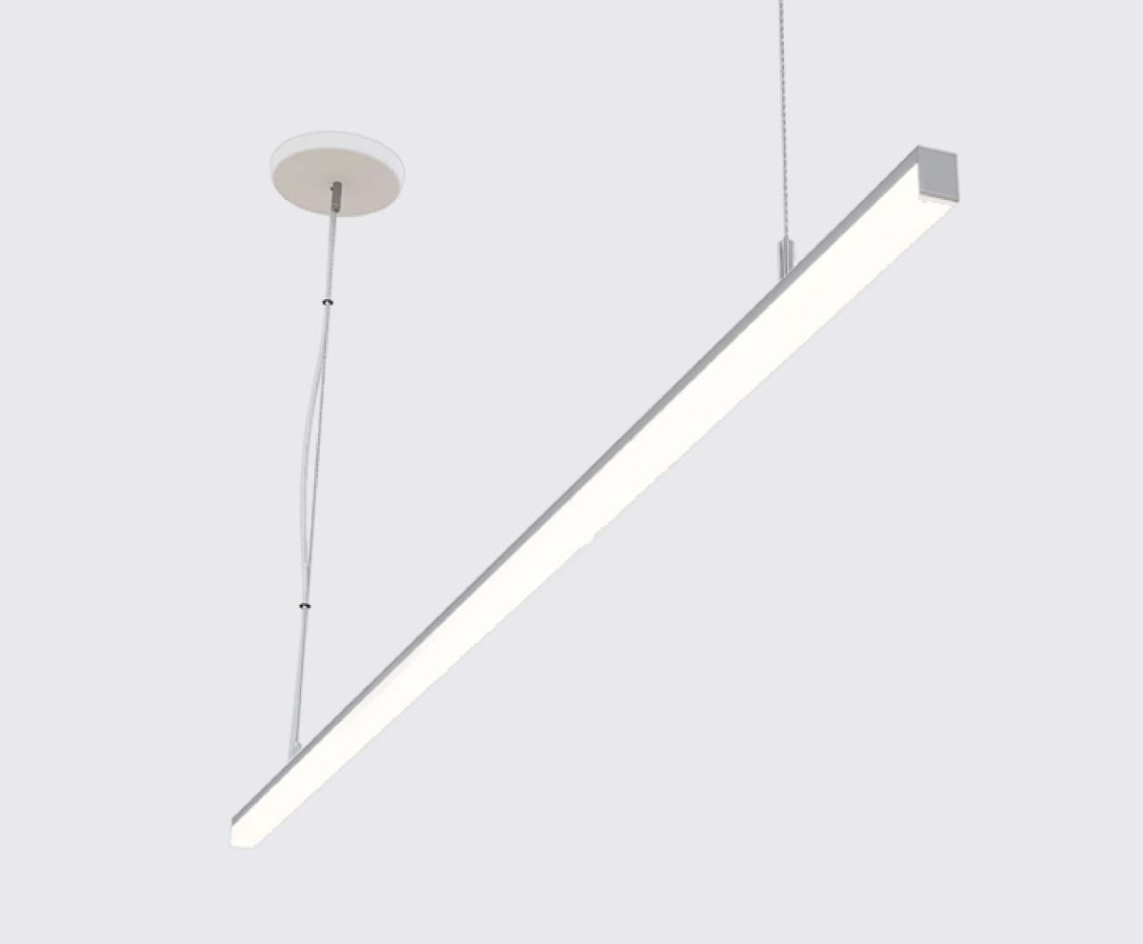 Ultra Bright 90 8 foot Slim Square Suspended Linear LED Fixture, Pendant  Mount with Powered Canopy