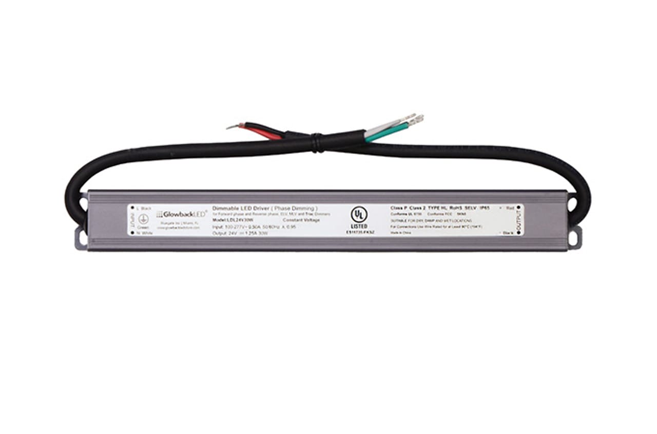 24V 30W Slim Linear Waterproof Dimmable IP65 LED Power Supply for LED Strip  Lighting
