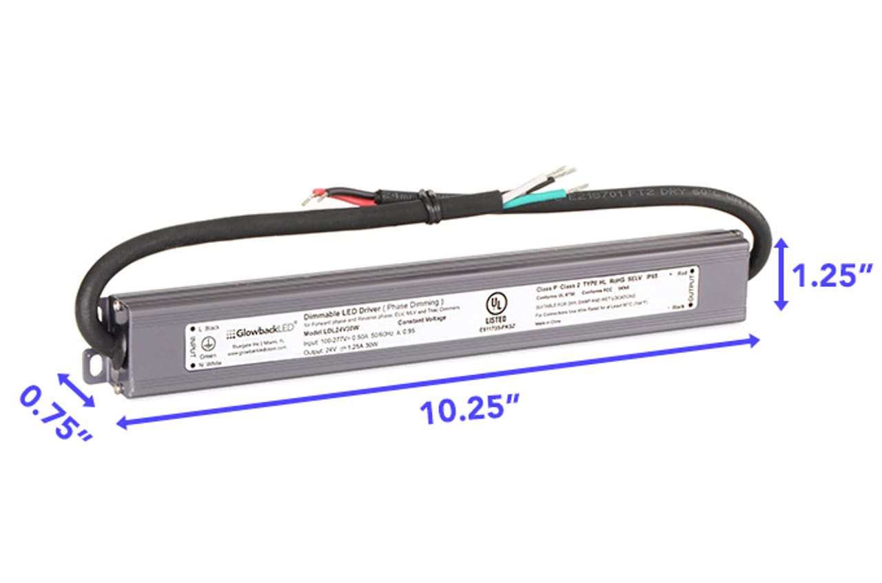 24V 30W Slim Linear Waterproof Dimmable IP65 LED Power Supply for