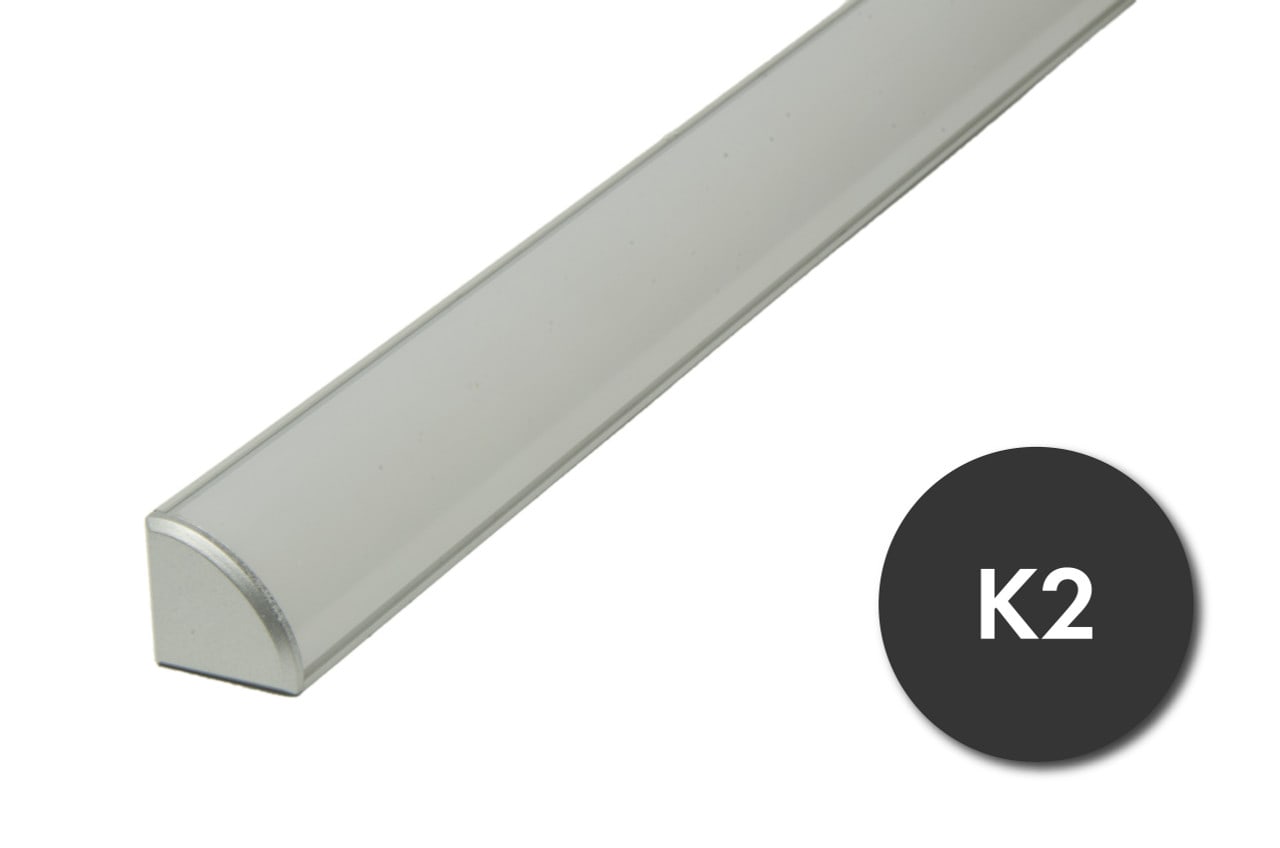 Aluminum Profile K2: 96(8') x 0.65 x 0.65 Surface Mounted Channel,  Extrusion 45 degree for Showcase and Displays