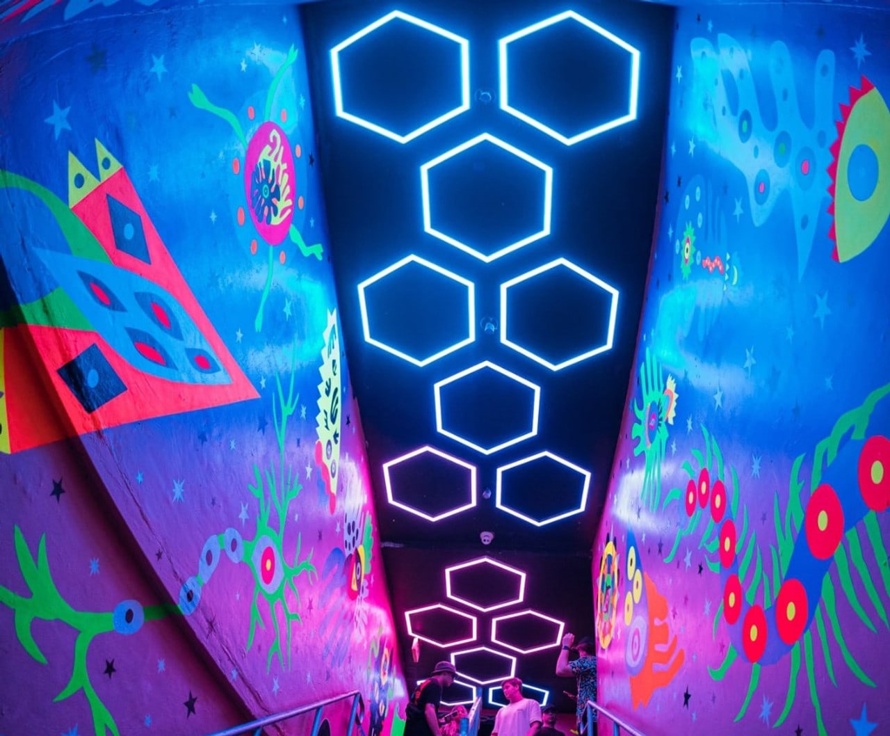 Pendant RGB Hexagon Lighting Club Space Miami