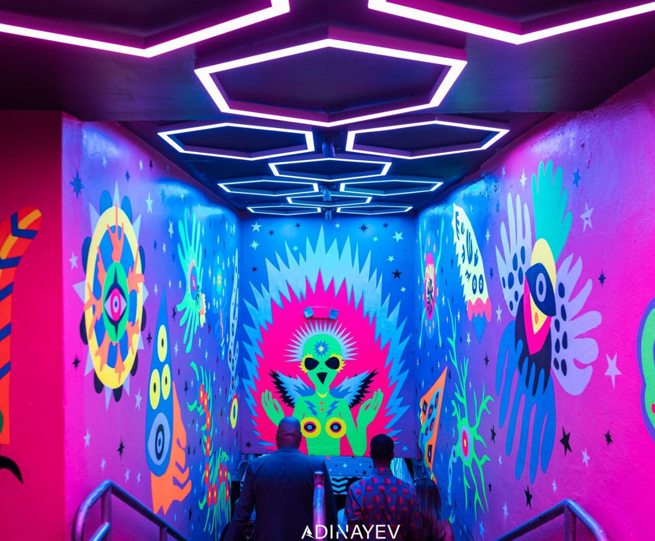 Pendant RGB Hexagon Lighting Club Space Miami