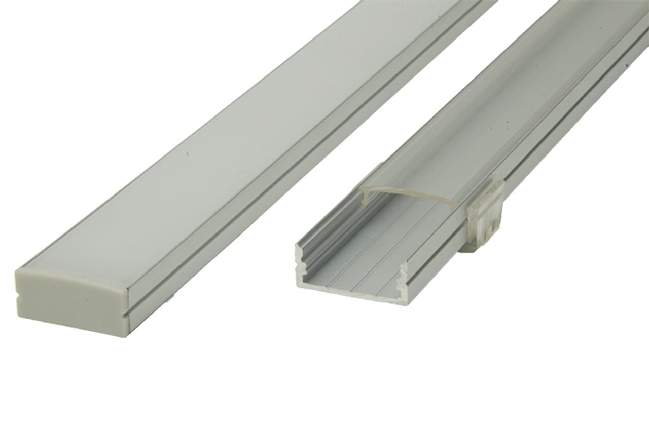 Rectangular aluminium profile 1 m long LED strip with mounting clips