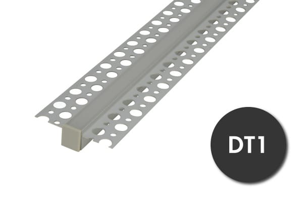 GlowbackLED Aluminum Extrusion DT1 for recessed trimless applications with frosted lens in 8 foot length