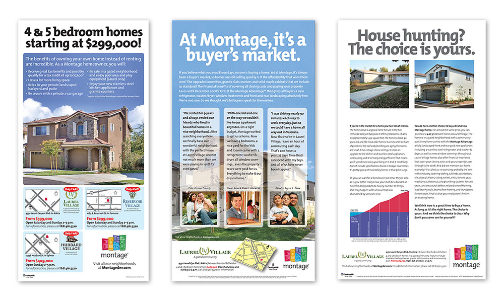 Print advertising for Montage Developments