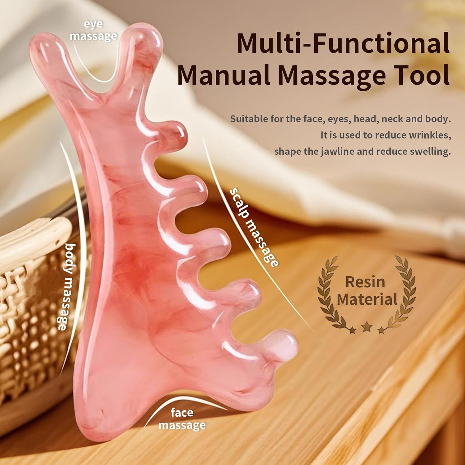 4-in-1 Clear Gua Sha Board Facial Roller Massager Tools Resin Guasha for Women's Body Nose Skin Care Relaxing Muscle Tensions Jade Roller-1