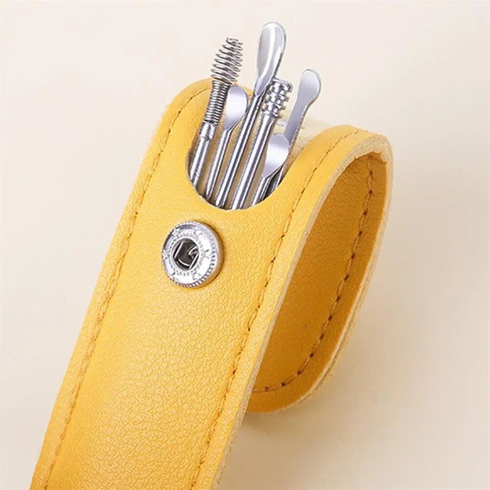 6pcs/set Ear Cleaner Wax Vac Removal Stainless Steel Ear Wax Pickers Ear Cleaning Tools Spoon Earwax Remover Beauty Health Earpick-2