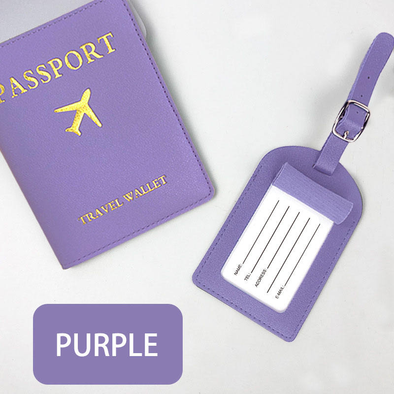 Premium Pu Leather Passport Cover with Luggage Tag Name Card Holder Travel ID Credit Card Passport Holder Suitcase Business Bag Luggage Tag-2