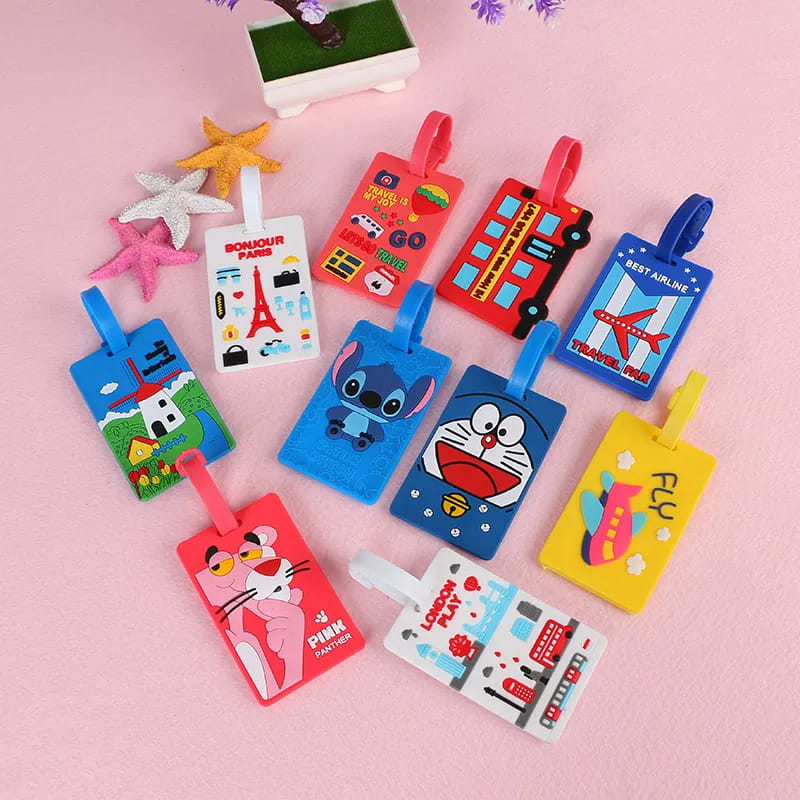 1Pcs Cartoon Luggage Tags Anti-Lost Waterproof PVC Travel Suitcase Tags with Name ID Card Identify Labels for Boarding Pass Identification Business Gift