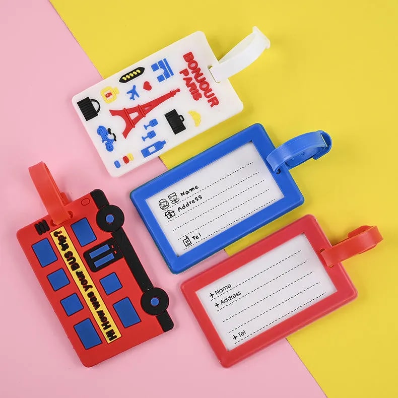1Pcs Cartoon Luggage Tags Anti-Lost Waterproof PVC Travel Suitcase Tags with Name ID Card Identify Labels for Boarding Pass Identification Business Gift-1