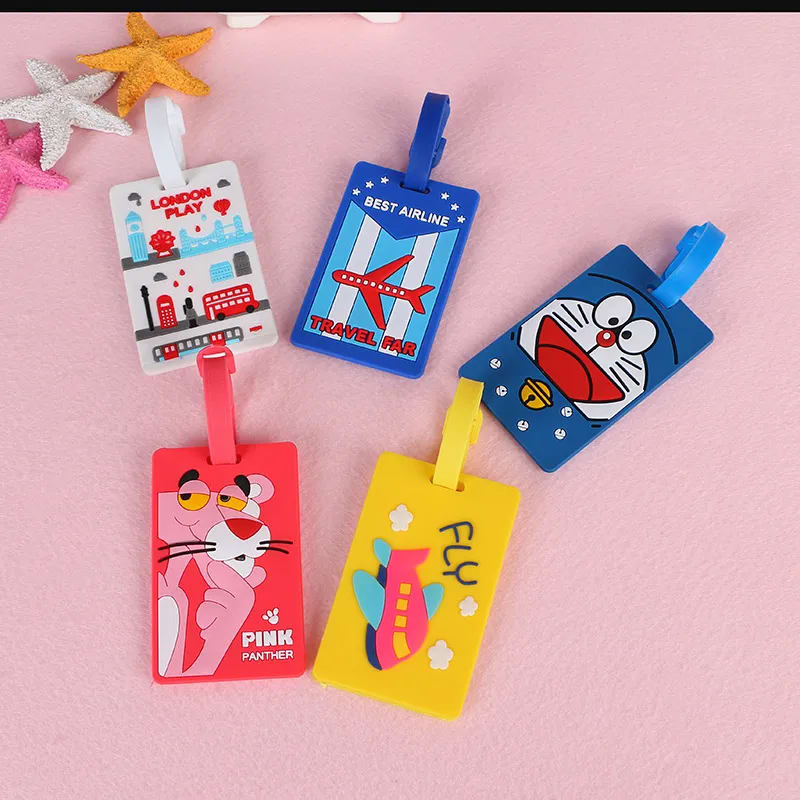1Pcs Cartoon Luggage Tags Anti-Lost Waterproof PVC Travel Suitcase Tags with Name ID Card Identify Labels for Boarding Pass Identification Business Gift-2