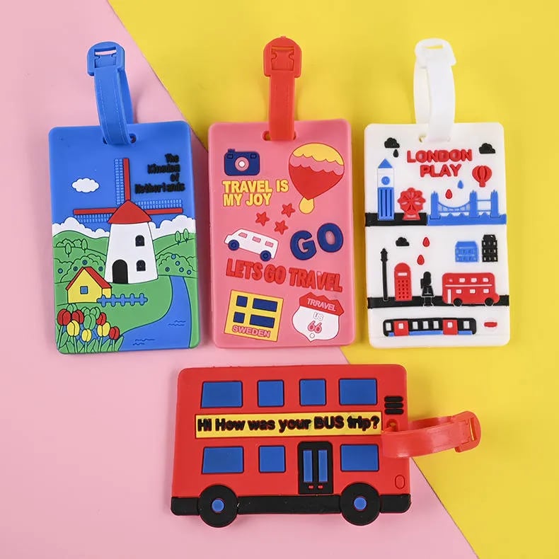 1Pcs Cartoon Luggage Tags Anti-Lost Waterproof PVC Travel Suitcase Tags with Name ID Card Identify Labels for Boarding Pass Identification Business Gift-3