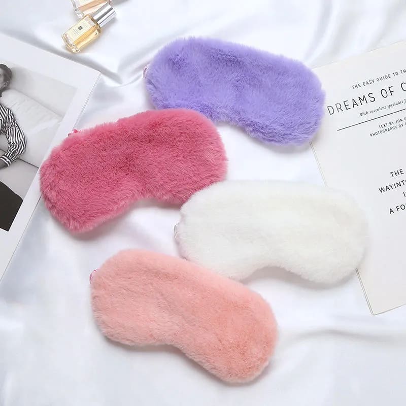 Cute Sleep Plush Eye Mask Soft Warm Solid Color Comfortable Breathable Lunch Break Light-Proof Imitation Silk Eye Mask for Adults Children Birthday Party Gifts