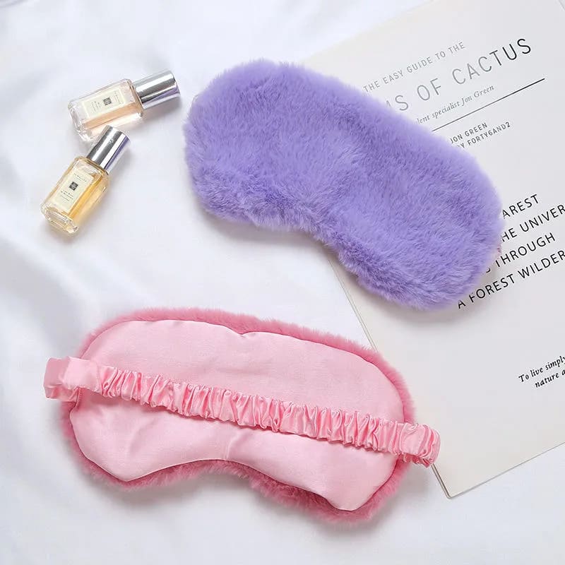 Cute Sleep Plush Eye Mask Soft Warm Solid Color Comfortable Breathable Lunch Break Light-Proof Imitation Silk Eye Mask for Adults Children Birthday Party Gifts-1