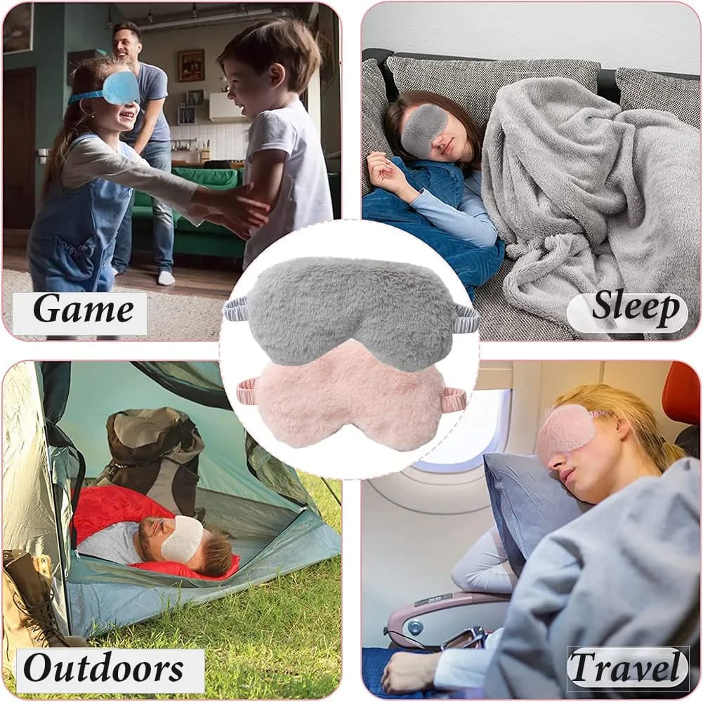 Cute Sleep Plush Eye Mask Soft Warm Solid Color Comfortable Breathable Lunch Break Light-Proof Imitation Silk Eye Mask for Adults Children Birthday Party Gifts-3