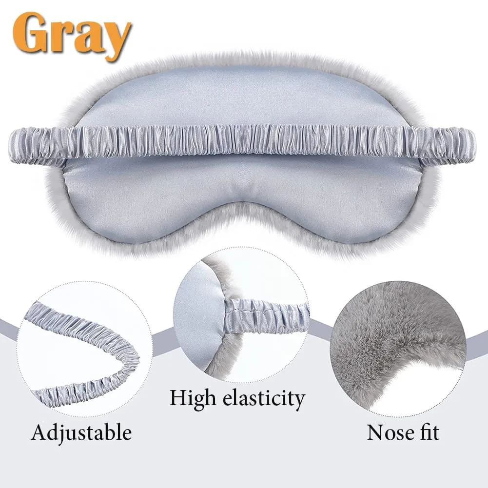 Cute Sleep Plush Eye Mask Soft Warm Solid Color Comfortable Breathable Lunch Break Light-Proof Imitation Silk Eye Mask for Adults Children Birthday Party Gifts-4