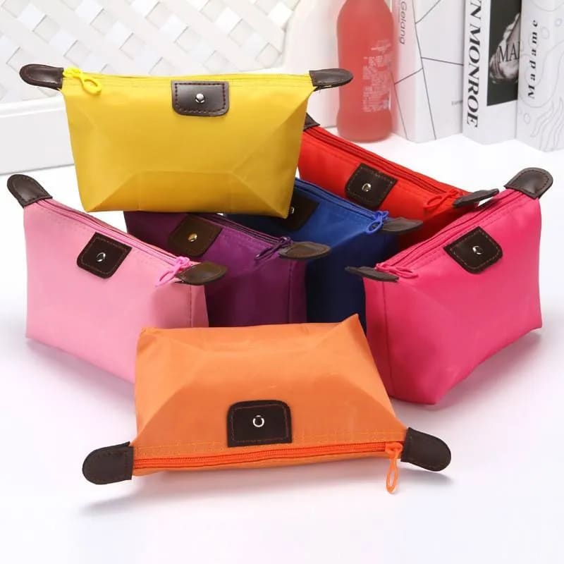Portable Small Cosmetic Case with Zipper Makeup Organizer Waterproof Nylon Toiletry Pouch Mini Cosmetic Bags for Beauty Travel-2