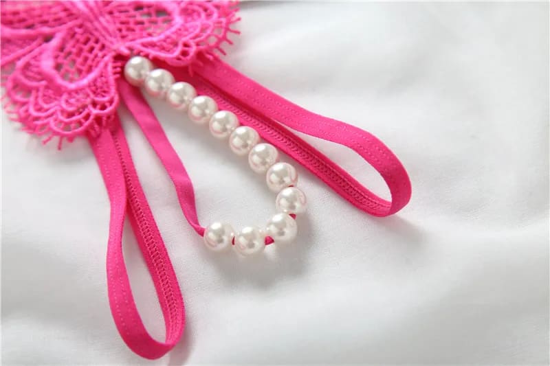 Women Butterfly Lace Embroidered Underwear Valentine's Day Hollow Pearl Panties-1
