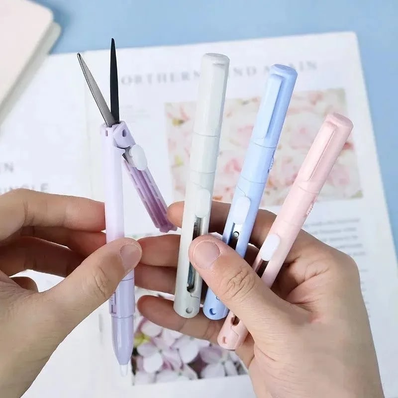 2 in 1 Morandi Multifunction Utility Knife Paper Cutter Cutting Paper Scissors DIY Ceramic Blade Pen Knife School Supplies