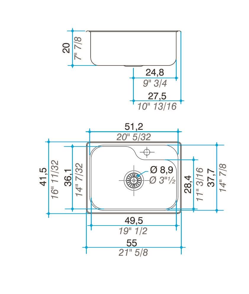 Pileta De Cocina Simple SI55A Johnson