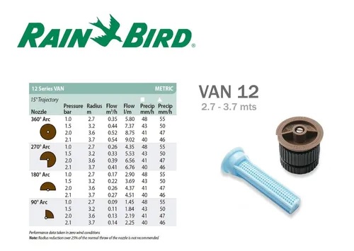 Aspersor Riego Tobera + Boquilla Van 12 RainBird