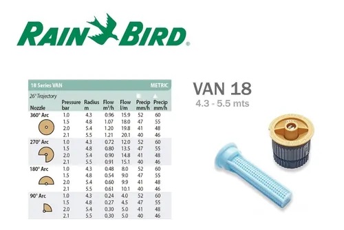 Aspersor Riego Tobera + Boquilla Van 18 RainBird
