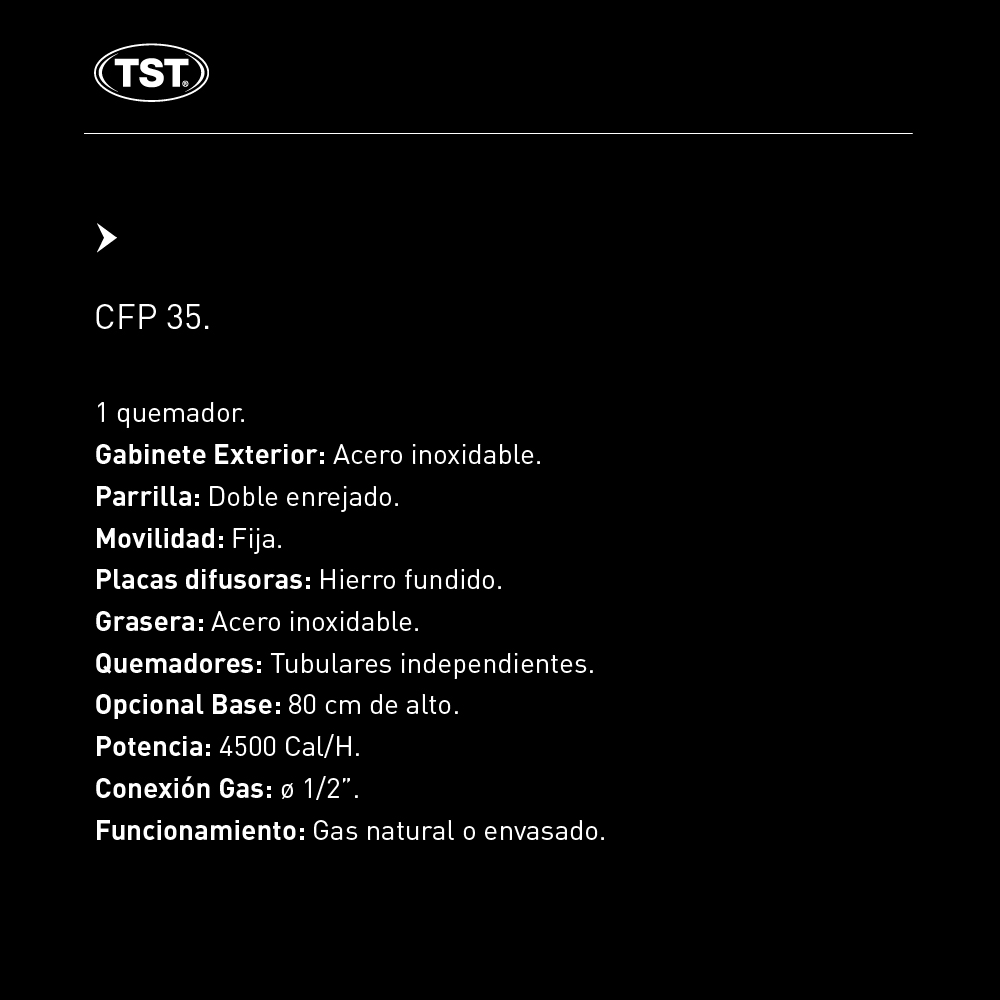 parrilla a gas 35cm tst