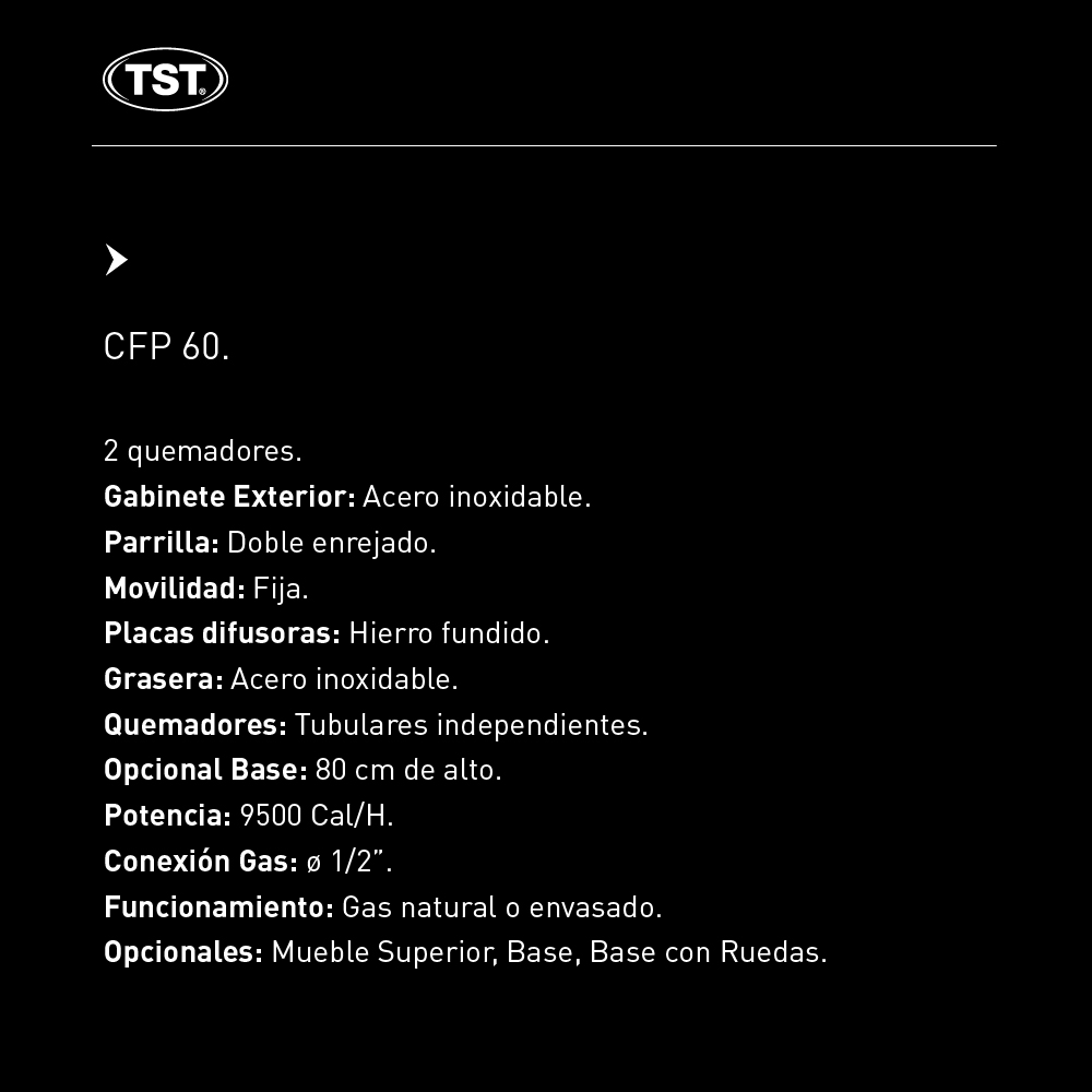 parrilla a gas 60cm tst