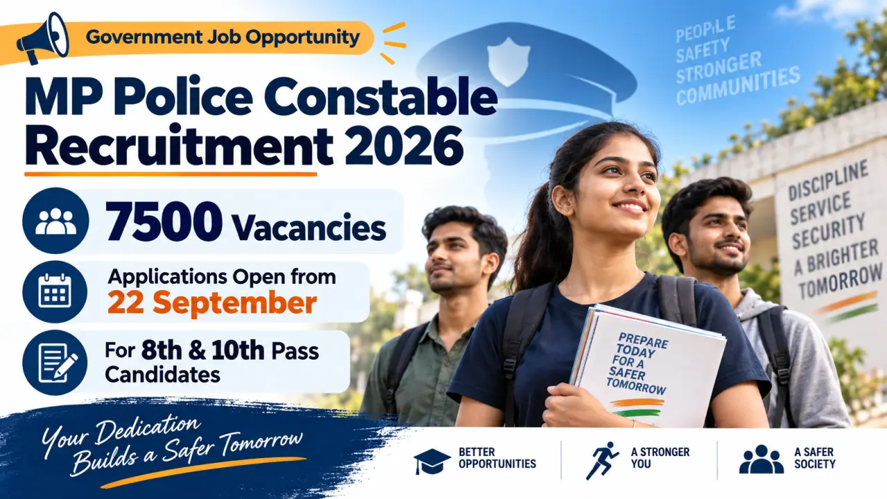 MP Police Constable Recruitment 2026: 7,500 Vacancies Out, Online Application Starts Sept 22 at esb.mp.gov.in