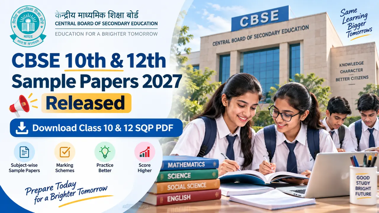 CBSE Sample Papers 2027 for Class 10 & 12 Released: Download Subject-Wise SQP, Marking Scheme & Complete Board Exam Strategy Guide