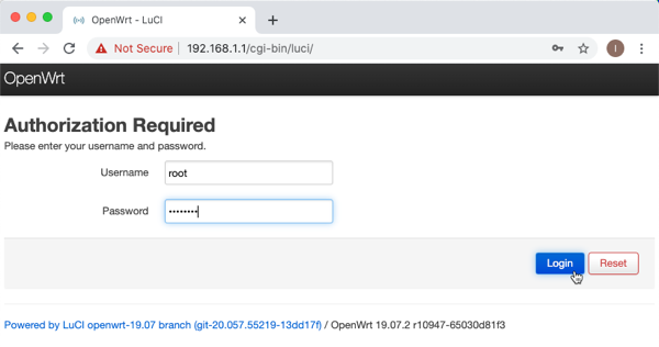 OpenWrt login