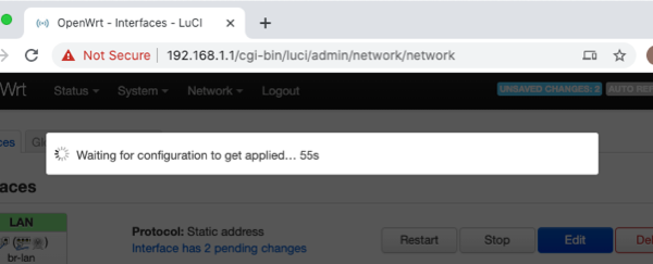 OpenWrt Apply LAN New IP
