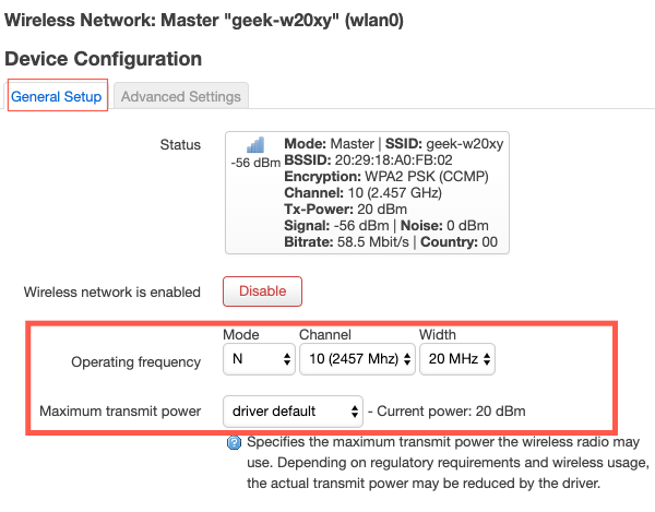 OpenWrt WiFi Channel