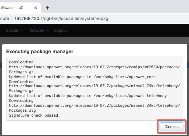 OpenWrt Software Update done