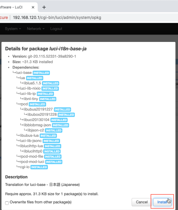 OpenWrt ja installation