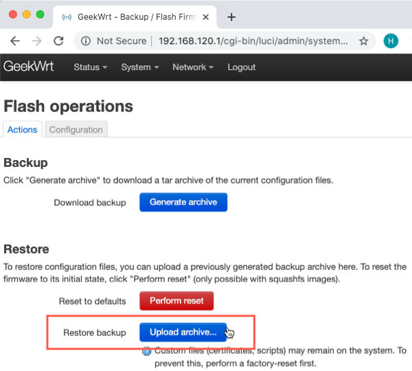 OpenWrt click upload