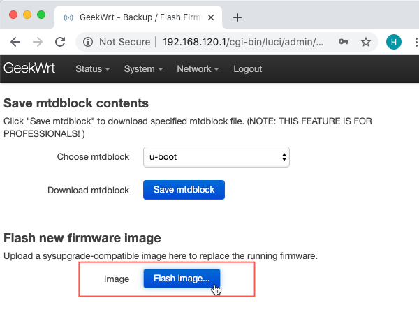 OpenWrt flash