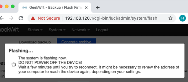 OpenWrt flash waiting