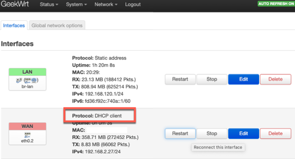 OpenWrt wan dhcp