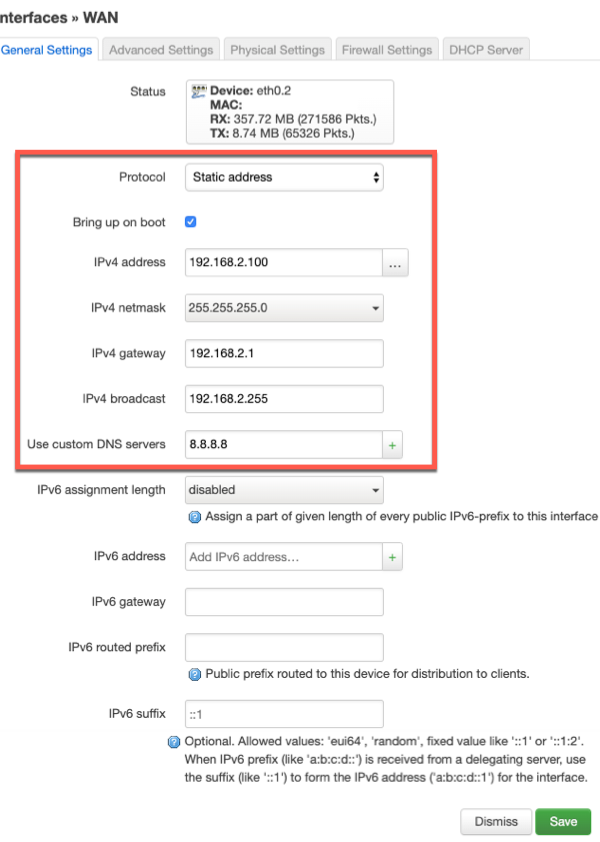 OpenWrt static ip