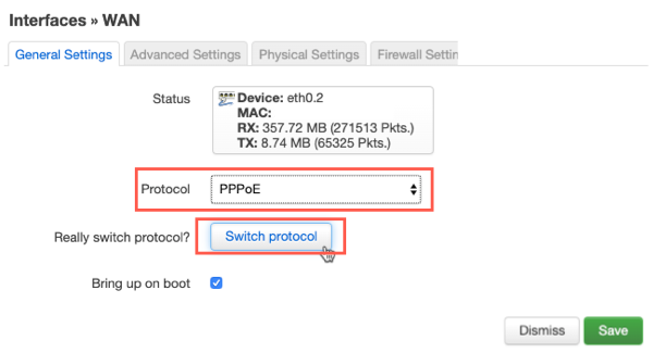 OpenWrt switch pppoe