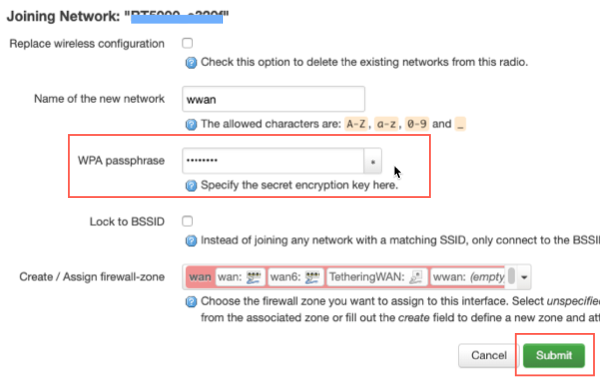 OpenWrt wifi key input